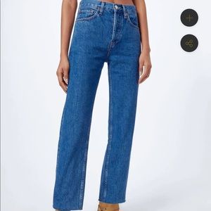 NWOT Re/Done High Rise Stove Pipe Raw Hem Ankle Jeans. Size 27.